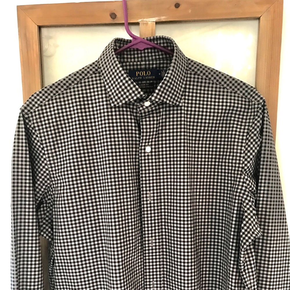 Mens button down Polo Classic Fit Cotton stretch